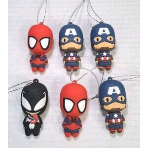 Marvel Lot 6 Hallmark 2" Mystery Ornaments Venom Spider-Man Captain America
